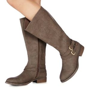 JustFab Verven Wide Calf Boots [Taupe]